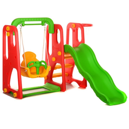 фото Комплекс горка-качели BambiM 3148-3 с волнистым спуском (красно-зеленый)