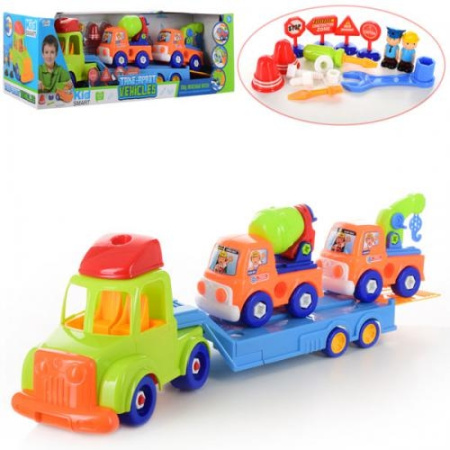 фото Детский конструктор на шурупах KM-247 трейлер стройтехника