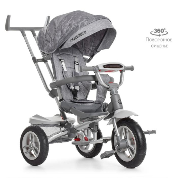 Трехколесный велосипед для детей TurboTrike M 4058-19 поворотный со светом (серый)