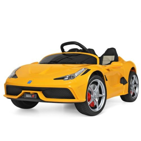 фото Детский спортивный электромобиль Bambi M 3661EBLR-6 с пультом и кожаным сиденьем (желтый)