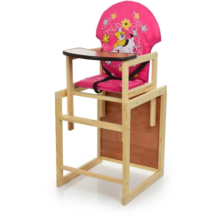 фото Деревянный стульчик трансформер М V-010-28-6 для кормления розовый (собака)