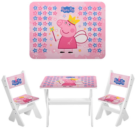 фото Столик со стульчиками для детей М 2100-02 свинка Пеппа (белый)