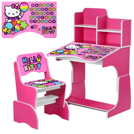 фото Детская парта растишка Hello Kitty W 2071-64-4 со стульчиком (малиновая)
