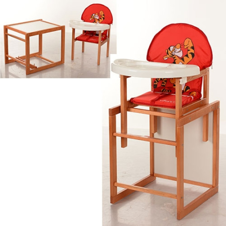 фото Стульчик  для кормления  Vivast М V-013-21-8 трансформер 2в1, деревянный (красный тигр)