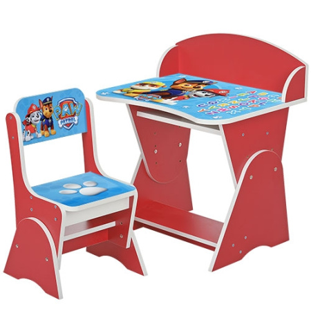 фото Регулируемая парта со стульчиком ML-315-08-2 Щенячий патруль (красная, англ.алфавит)
