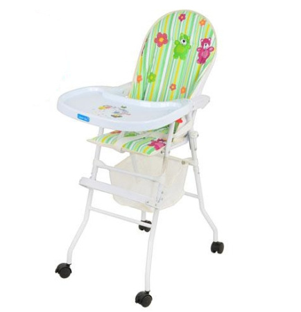 фото Детский стульчик для кормления HB 325 на колесиках с корзиной (0406)