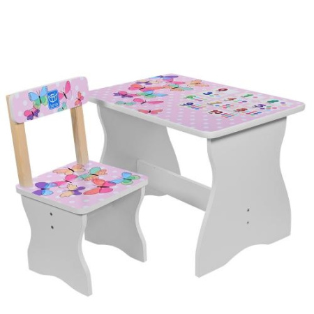 фото Детский деревянный столик со стульчиком 504-36 Бабочки