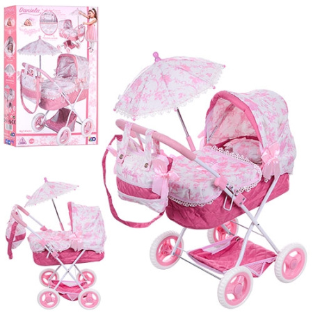 фото Коляска для куклы классика 85021 корзина сумка подушка зонт
