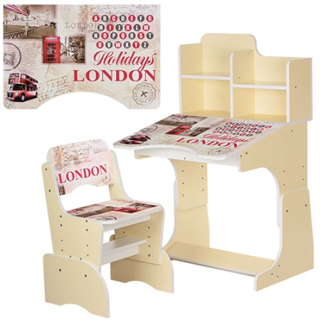 фото Парта Bambi B 2071-26 с полочками (бежевая, Лондон)