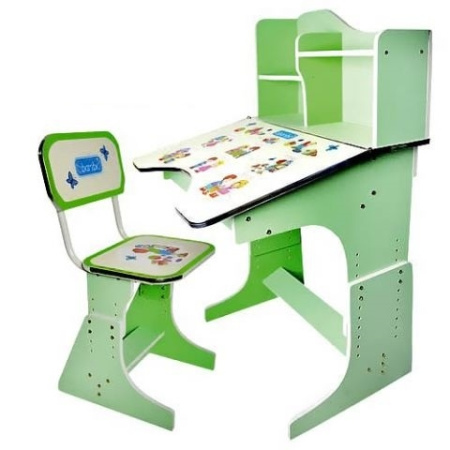 фото Детская парта ростишка Bambi HB 2071 UK-03-7 наклон столешницы, укр язык (зеленая)