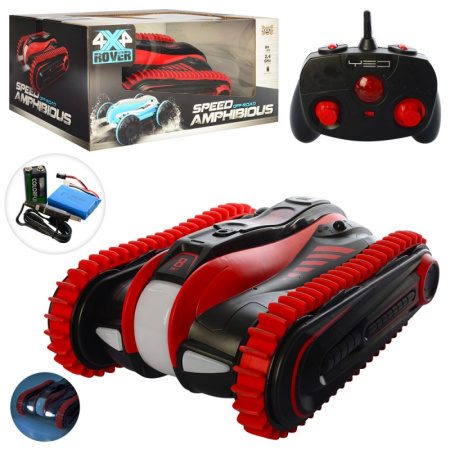 фото Танк-амфибия на радиоуправлении YED1803 резиновые гусеницы ездит по воде (23 см)