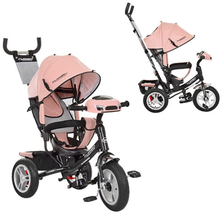 фото Детский 3-хколесный велосипед Turbo Trike M 3115HAL-10 надувные колеса кожаный (нежно-розовый)