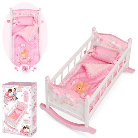 фото Деревянная кроватка для куклы DeCuevas 54523 качалка с постелью