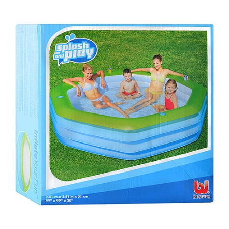 фото Надувной семейный бассейн Bestway 54119 с подстаканниками (251-51см)