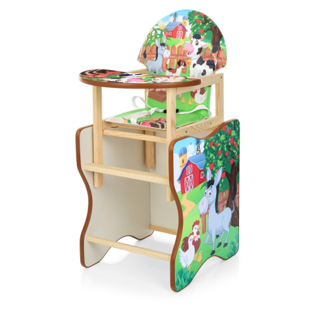 фото Стульчик для кормления деревянный М V-112-10PU Ферма трансформер экокожа