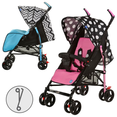 фото Прогулочная коляска для детей M 2719 трость (розово-черная голубо-черная)