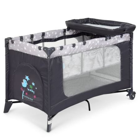 фото Детский манеж El Camino ME 1054 SAFE PLUS Stars Gray кровать пеленальный столик (серый)