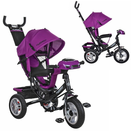 фото Детский трехколесный прогулочный велосипед TurboTrike M 3115HA-18 надувные колеса (малиновый)