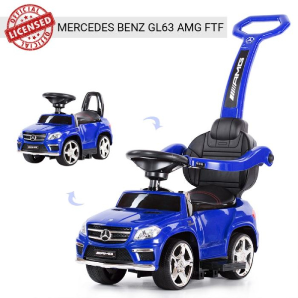 Детская машинка-качалка Mercedes AMG SX1578-4 с кожаным сиденьем (синяя)