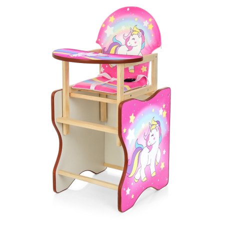 фото Деревянный стульчик-трансформер для кормления М K-112-44-1PU Единорог экокожа (малиновый)