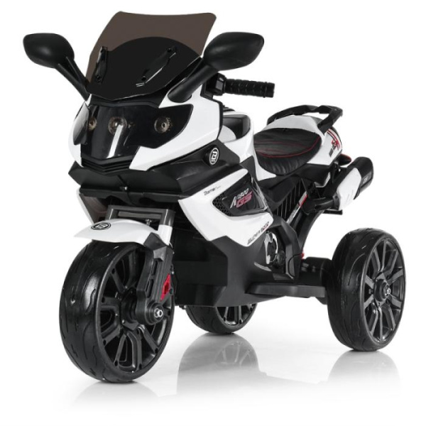 Мотоцикл для детей Bambi M 3986EL-1 два мотора 20W и кожаное сиденье (белый)