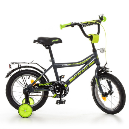 фото Велосипед детский двухколесный 12 дюймов Profi Y12108 Top Grade (графит-салатовый мат)