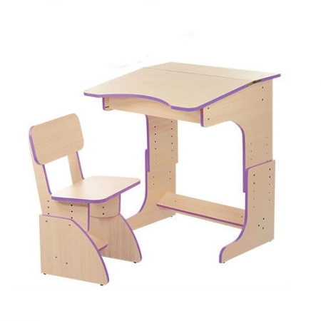 фото Регулируемая детская парта F108 со стульчиком (бежевый с фиолетовым)