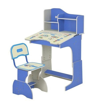 фото Детская парта Bambi HB 2071 UK-01-7 парта растишка с полочками, укр язык (синяя)