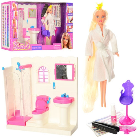 фото Ванная комната для куклы 68027 с аксессуарами и краской для волос