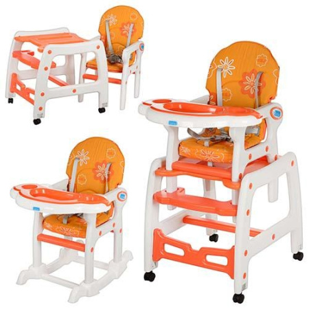 фото Детский стульчик для кормления Bambi M 1563-7 трансформер (оранжево-белый)