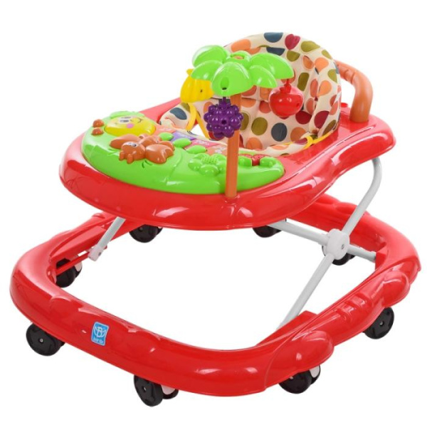 Детские ходунки-каталка 2в1 Bambi R28-3 со звуками животных (красные)