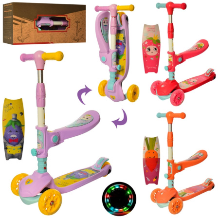 фото Детский самокат-беговел JR 3-070-A светящиеся колеса руль до 75см