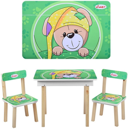 фото Детский столик со стульчиками VIVAST 503-14 собака (салатовый)