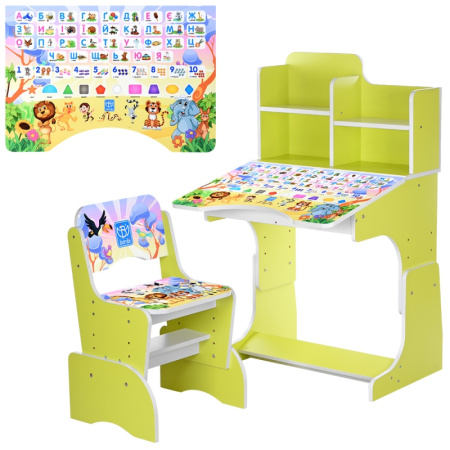 фото Детская парта со стульчиком Bambi BL 2071-50-5(UA) Украинский алфавит (зеленая)