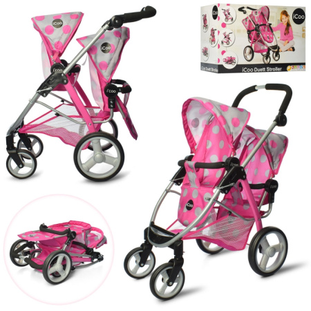 фото Детская прогулочная коляска для куклы Hauck D91248 двухместная