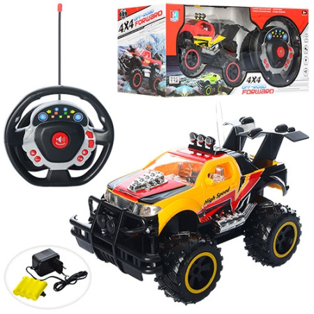 фото Джип с пультом-рулем 689-513 музыка звук и свет (28 см)