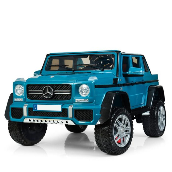 Детский полноприводный джип Mercedes Maybach M 4000EBLR-4 кожаное сиденье (синий)