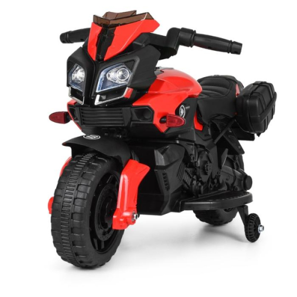 Мотоцикл детский Bambi M 3832L-2-3 кожаное сиденье и свет (красно-черный)