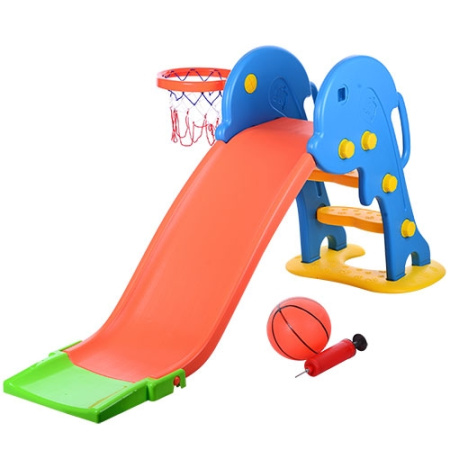 фото Горка для детей Bambi YTE00199 с баскетбольным кольцом мячом и насосом