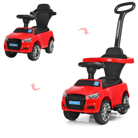 фото Детская каталка-толокар Audi M 3503A(MP3)-3 с родительской ручкой и музыкой MP3 (красная)