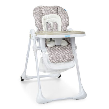 фото Детский стульчик для кормления Bambi M 3890 Ornament Beige кожаный (бежевый)