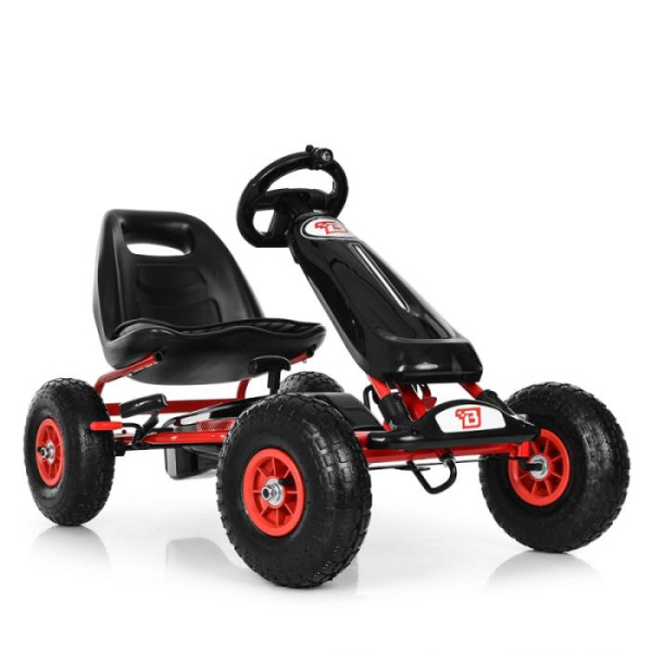 Детский педальный карт Bambi M 3590AL-2 на резиновых колесах с кожаным сиденьем (черный)