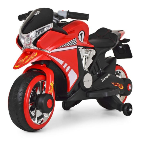 Детский электромотоцикл Bambi M 3682L-3 с кожаным сиденьем (красный)