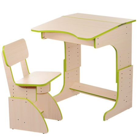 фото Регулируемая детская парта F105 со стульчиком (бежевый с салатовым)