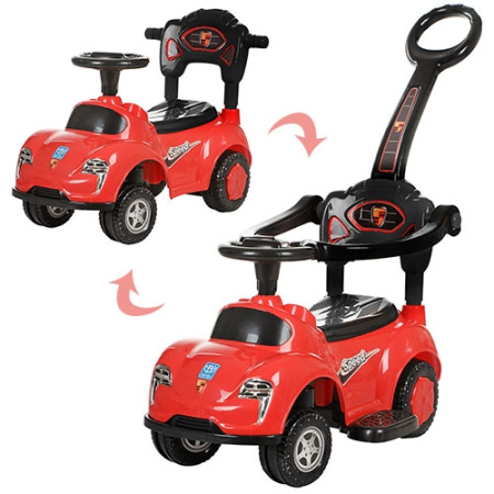 фото Каталка-толокар M 3274-3 со съемной родительской ручкой  (красный)