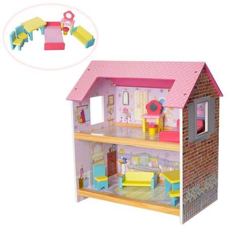 фото Деревянный домик для куклы MD 1052 с мебелью