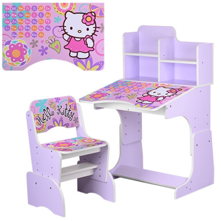 фото Растущая парта для детей со стульчиком WL 2071-48-4 Hello Kitty (сиреневая)