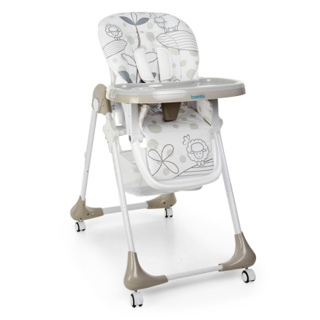 фото Складной стульчик для кормления M 3233 Lamb Beige на колесиках (овечки бежевый)