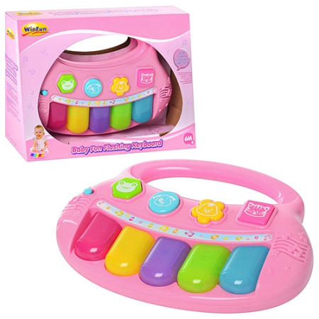 фото Детское пианино Win Fun 2007 G-NL музыка свет звуки животных (розовое)