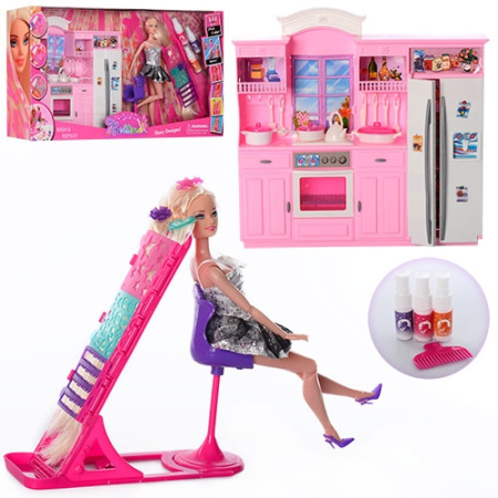 фото Детская кухня с куклой 66871 краска для волос